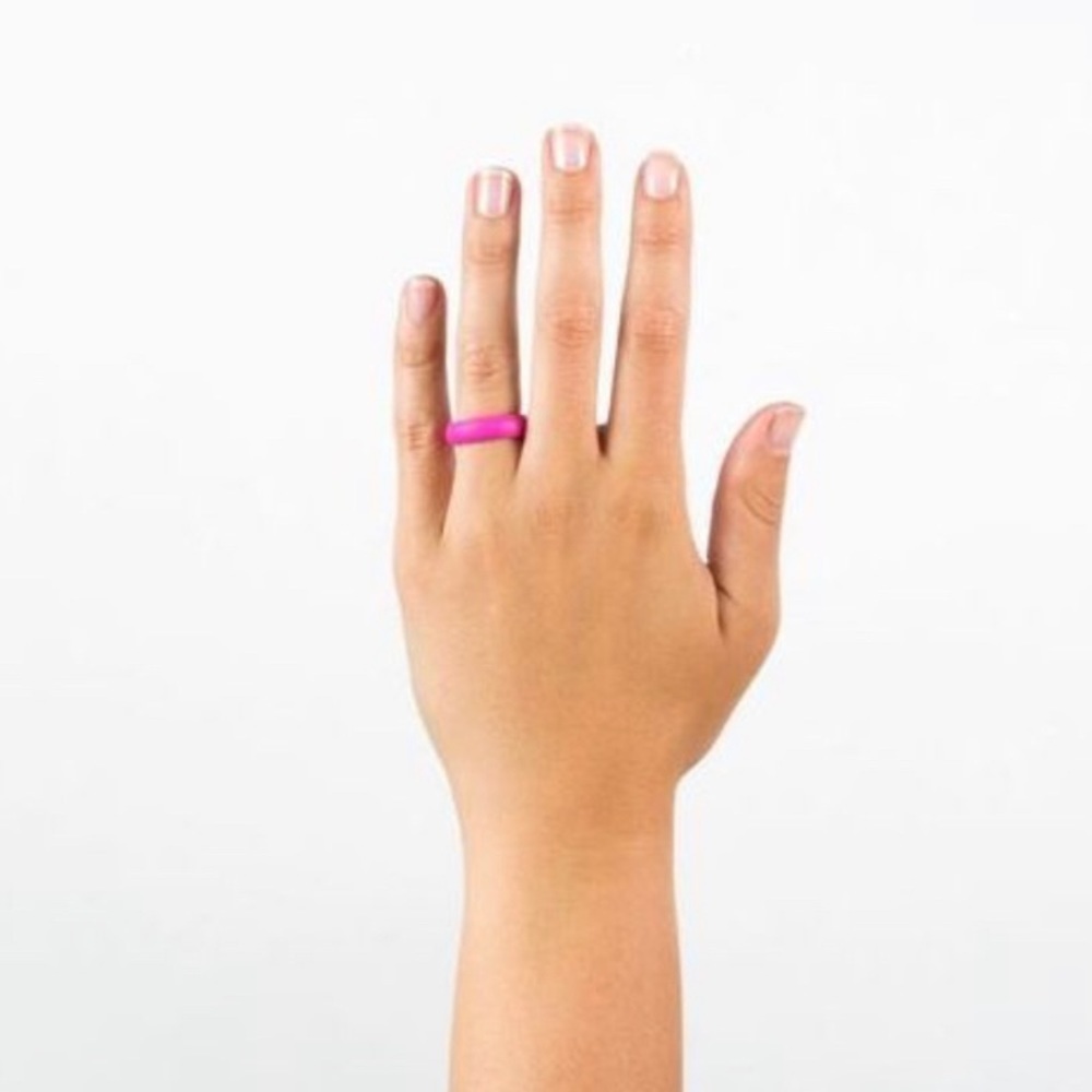 QALO Women's Outdoors Medical Grade Silicone Wedding Ring Pink Compass Size 5